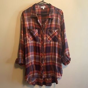 XL boyfriend tunic plaid button down!